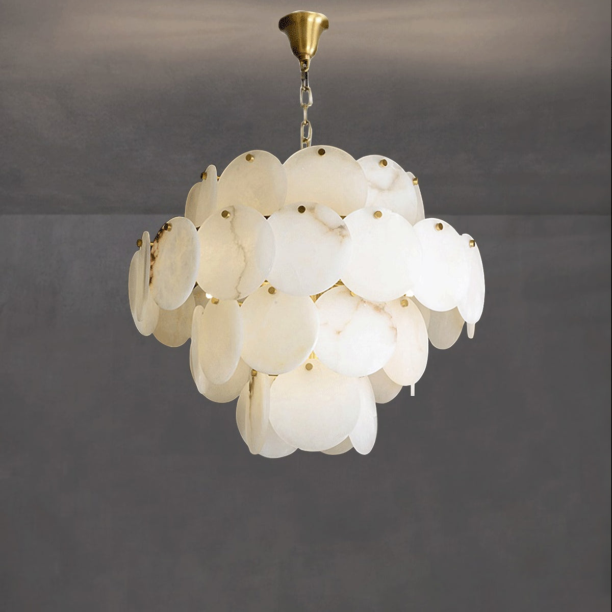 Alabaster Magnolia Multi-Tiered Round Chandelier