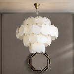 Alabaster Magnolia Multi-Tiered Round Chandelier