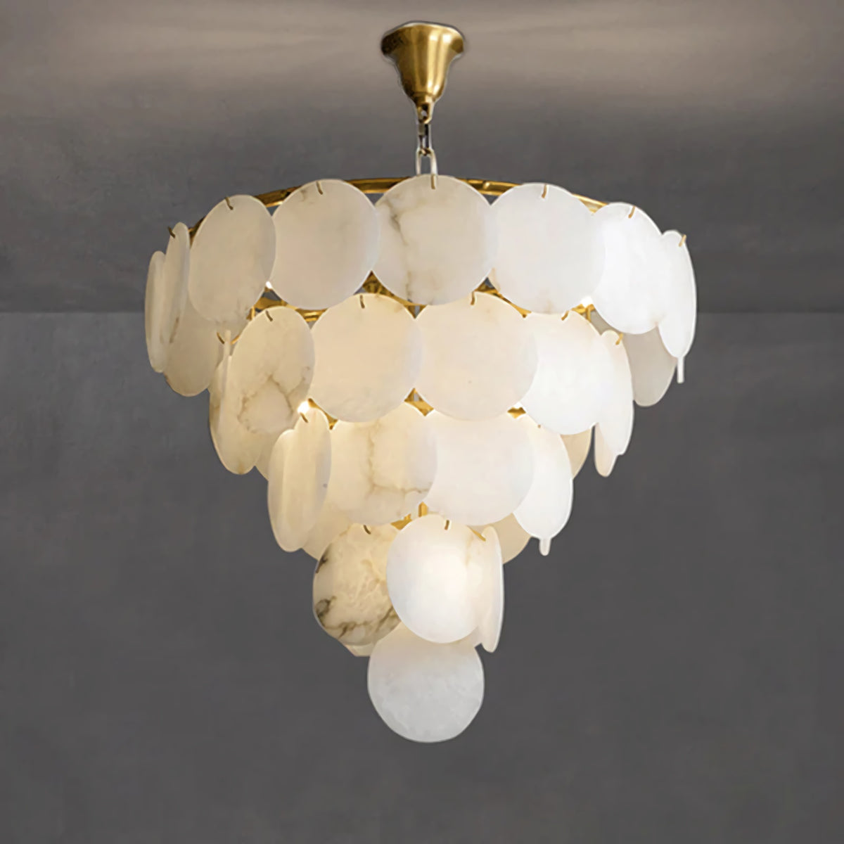 Alabaster Magnolia Multi-Tiered Round Chandelier