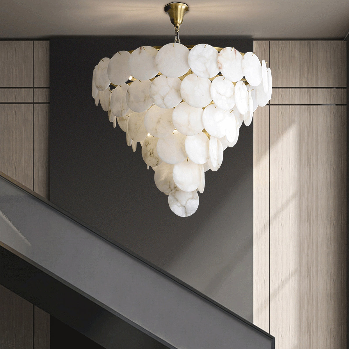 Alabaster Magnolia Multi-Tiered Round Chandelier