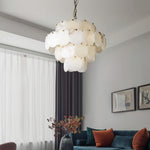 Alabaster Magnolia Multi-Tiered Round Chandelier