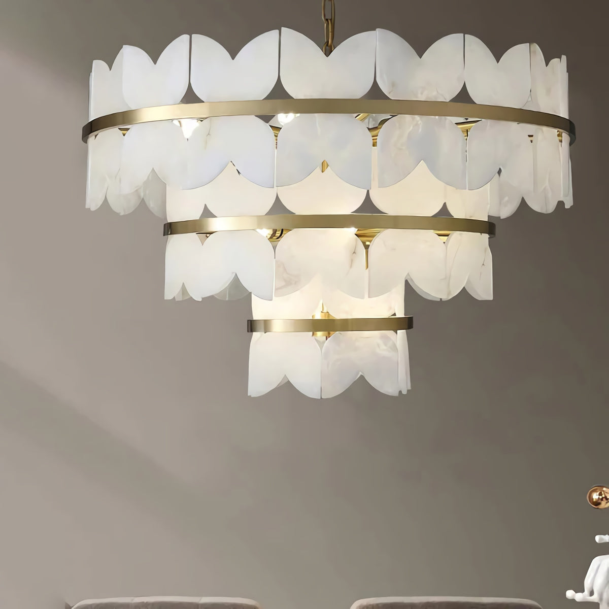 Alabaster Multi-Layer Butterfly Round Chandelier