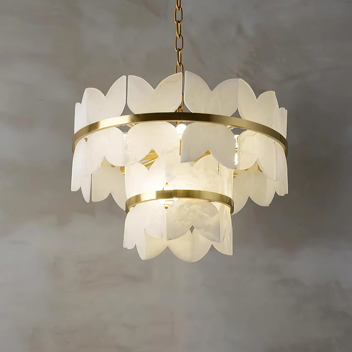 Alabaster Multi-Layer Butterfly Round Chandelier