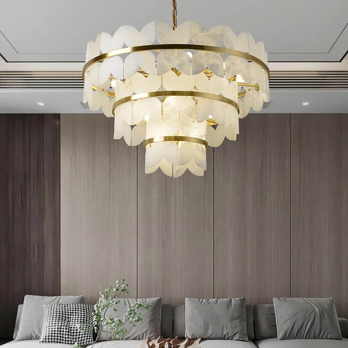 Alabaster Multi-Layer Butterfly Round Chandelier