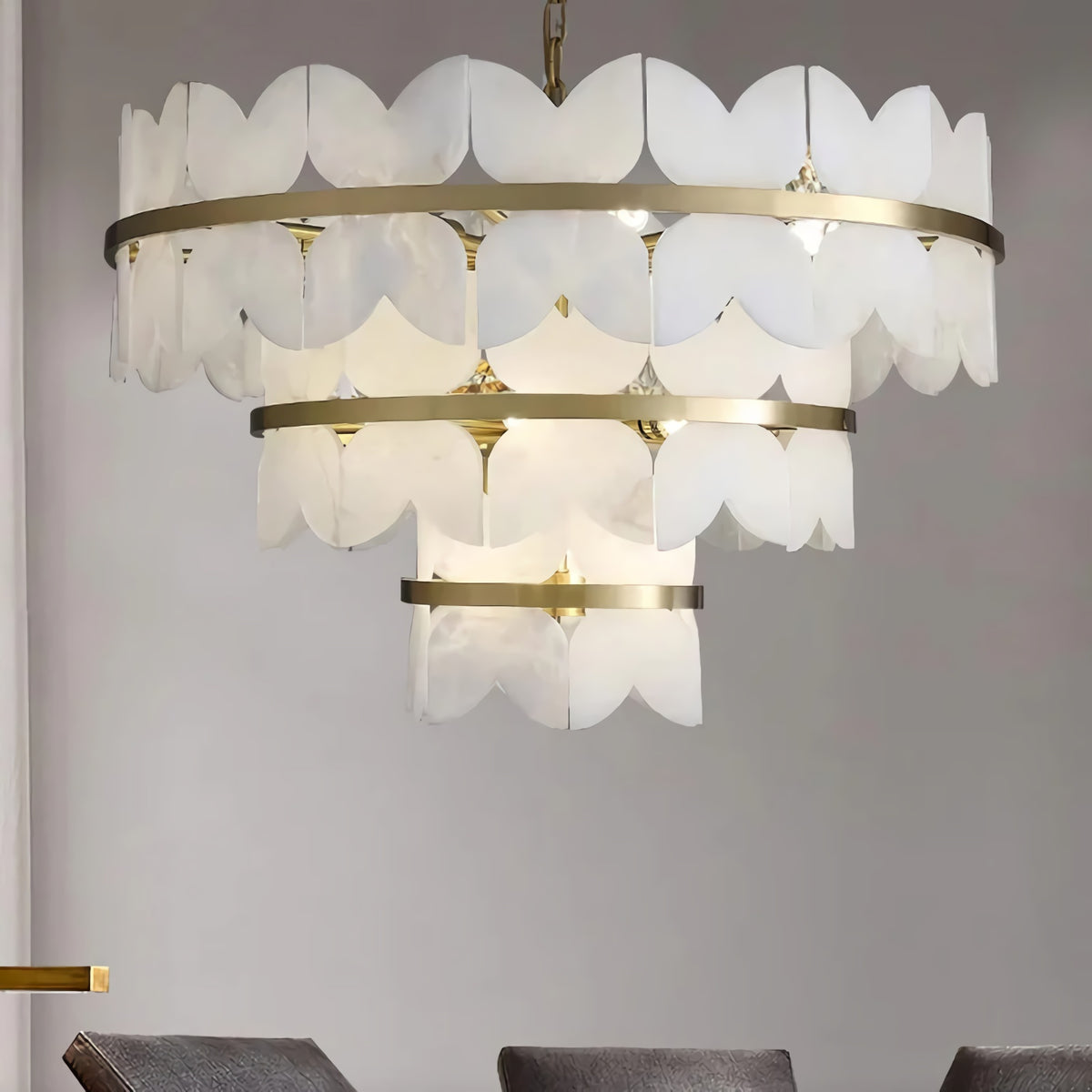Alabaster Multi-Layer Butterfly Round Chandelier