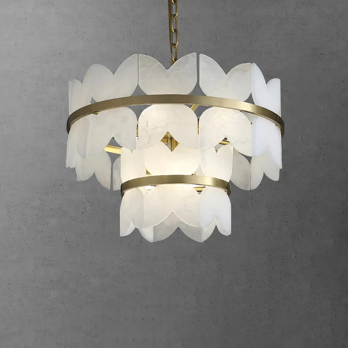 Alabaster Multi-Layer Butterfly Round Chandelier