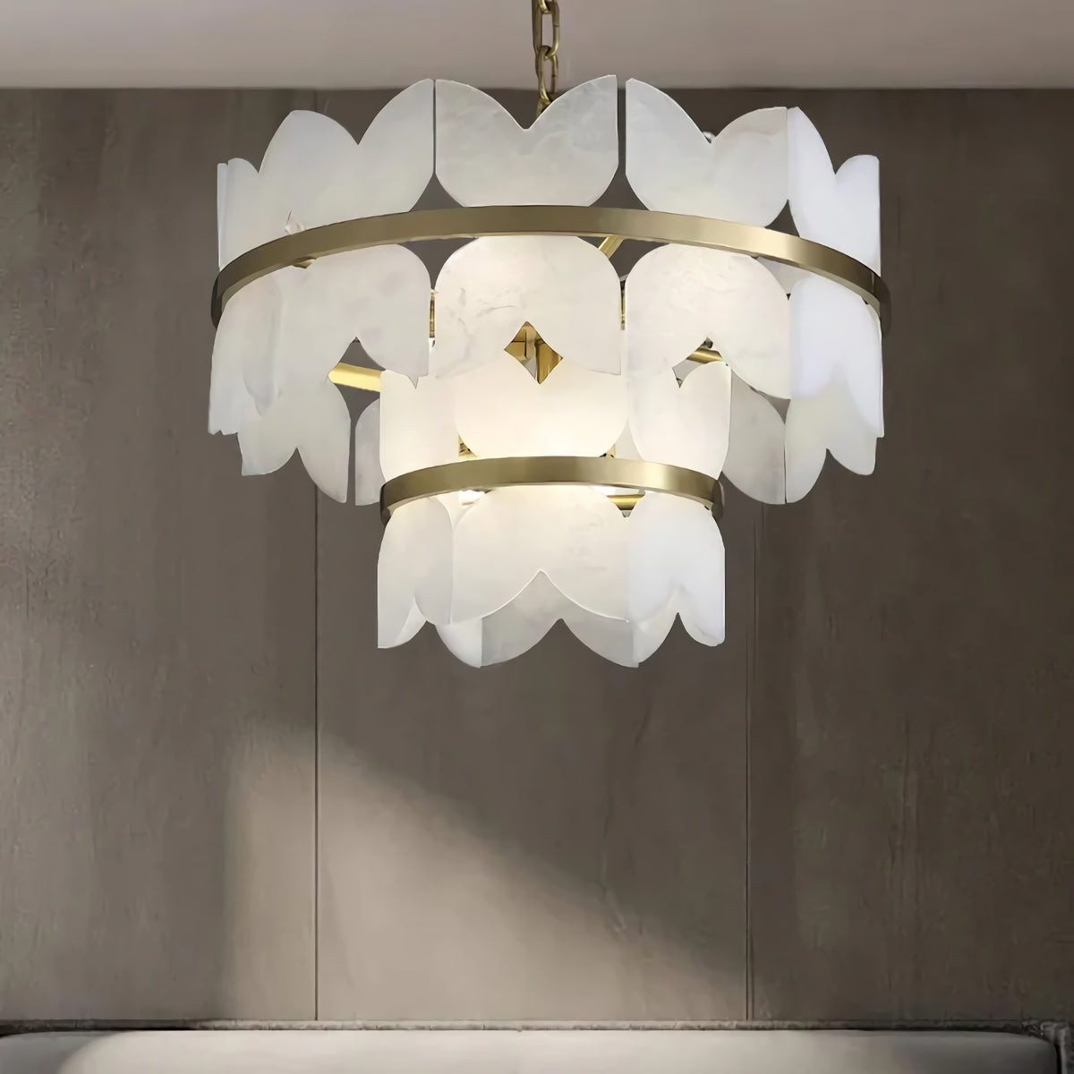 Alabaster Multi-Layer Butterfly Round Chandelier