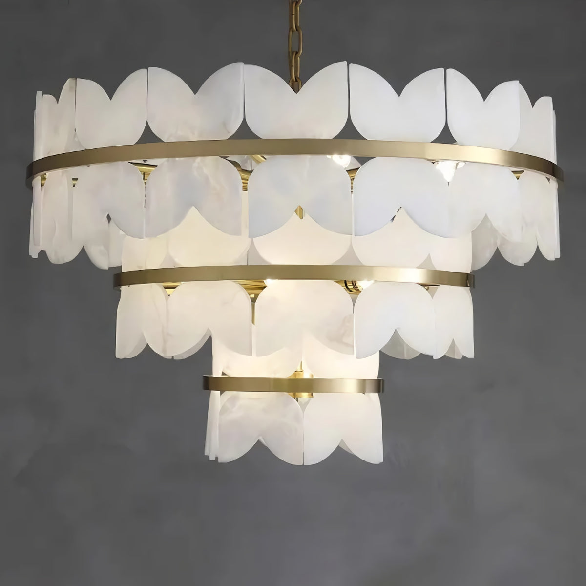 Alabaster Multi-Layer Butterfly Round Chandelier