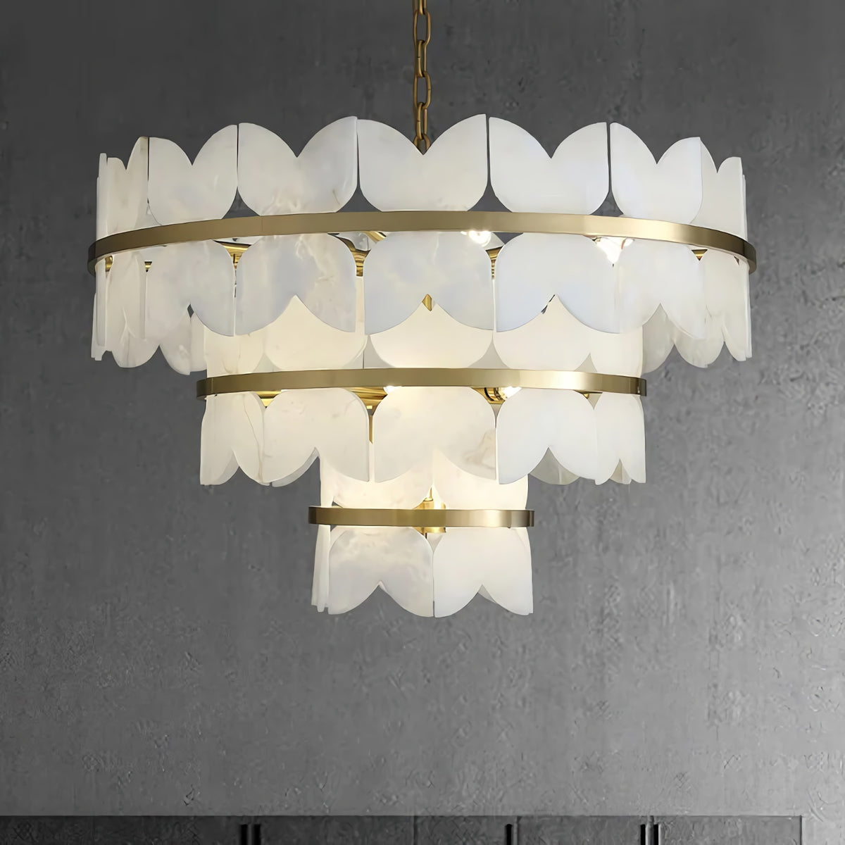 Alabaster Multi-Layer Butterfly Round Chandelier