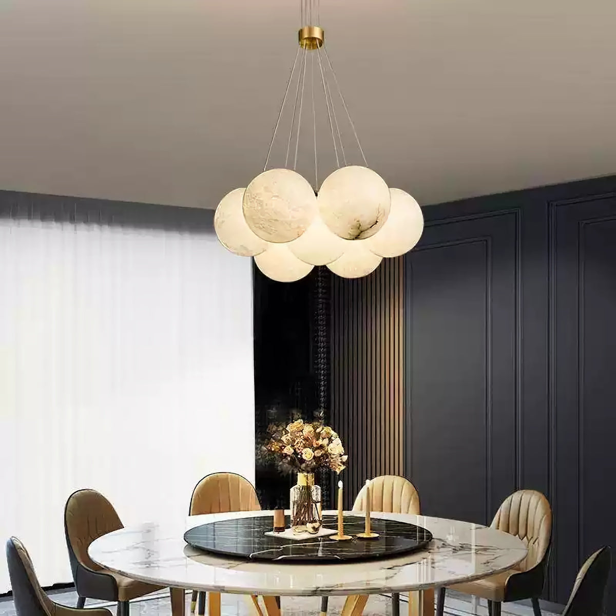 Alabaster Multi-Light Orb Chandelier