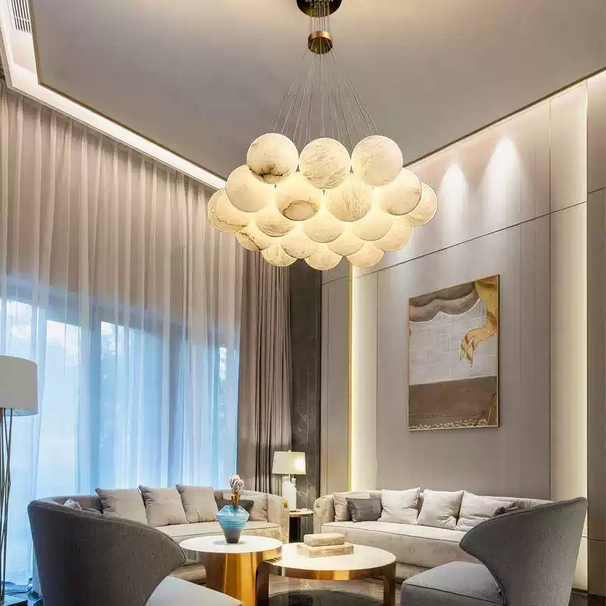 Alabaster Multi-Light Orb Chandelier