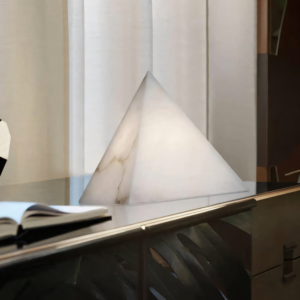 Alabaster Pyramid Table Lamp