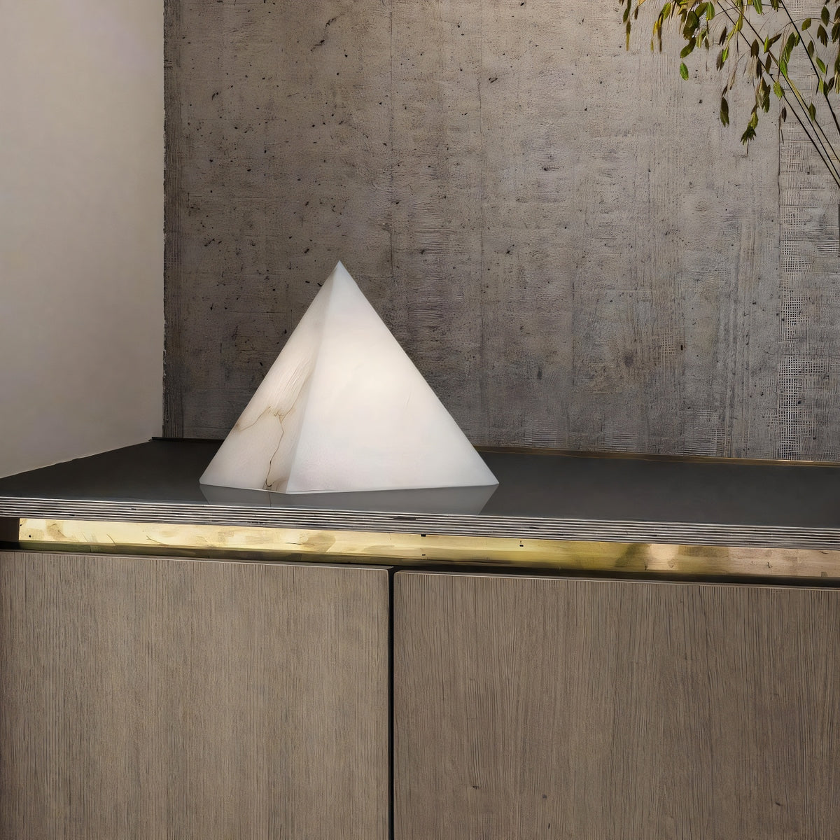 Alabaster Pyramid Table Lamp