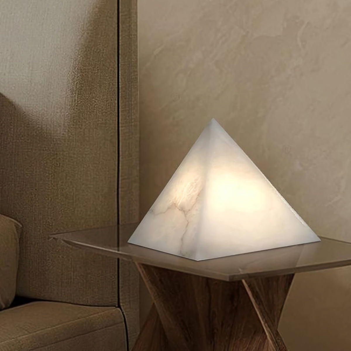 Alabaster Pyramid Table Lamp