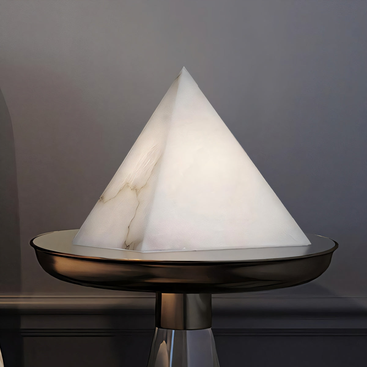 Alabaster Pyramid Table Lamp