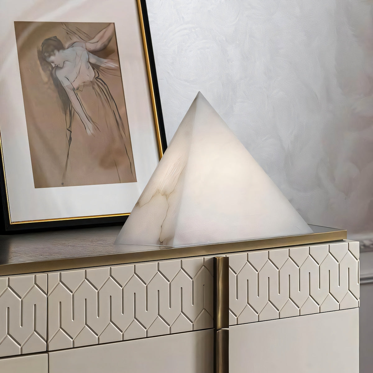 Alabaster Pyramid Table Lamp