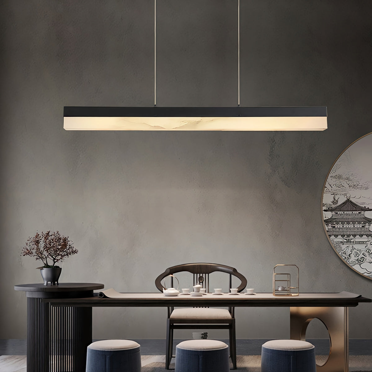 Alabaster Simple Linear Chandelier