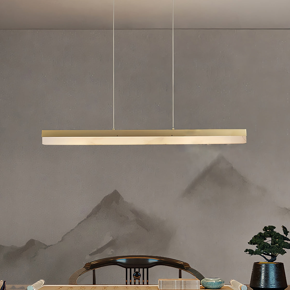 Alabaster Simple Linear Chandelier