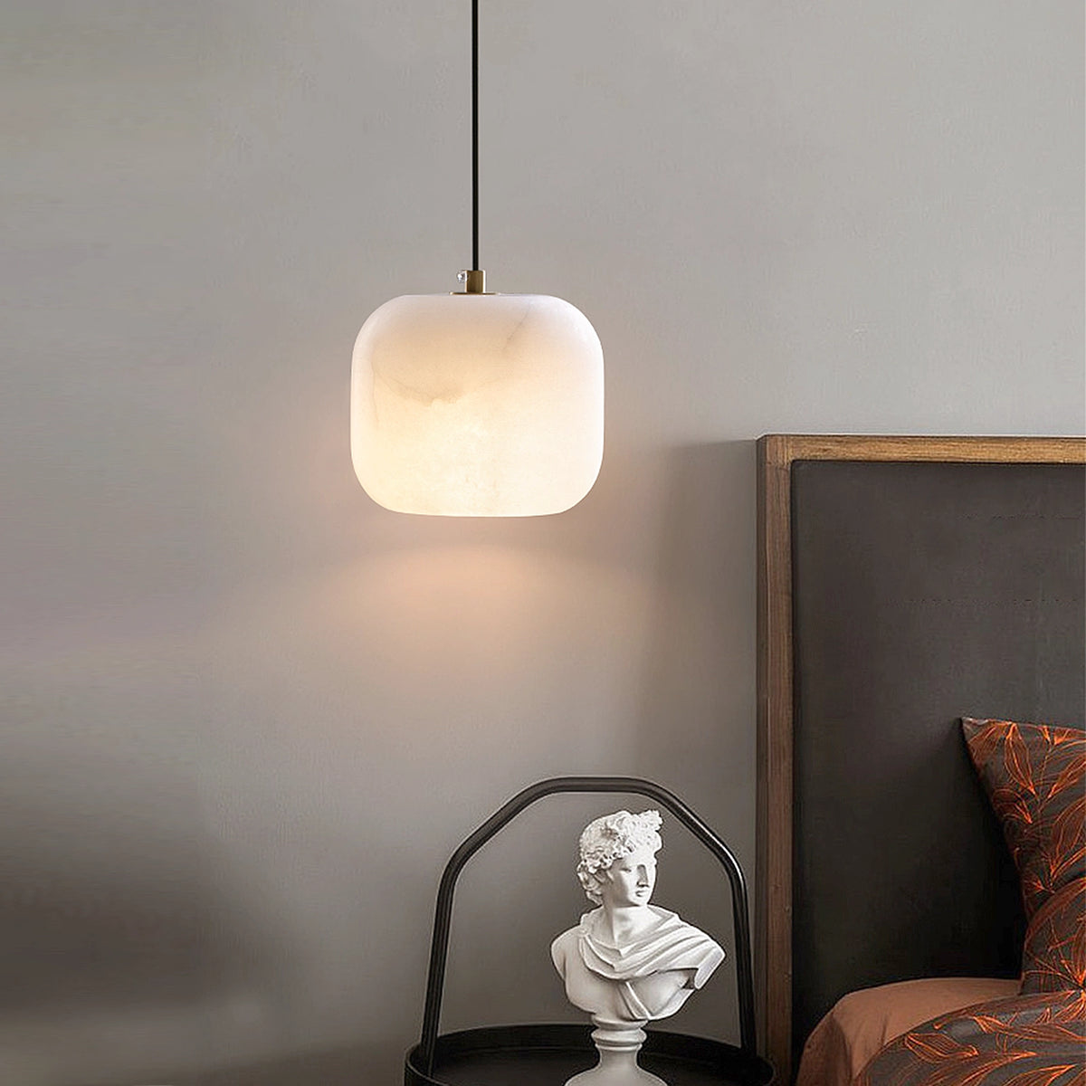 Alabaster Square Bedside Pendant Lamp