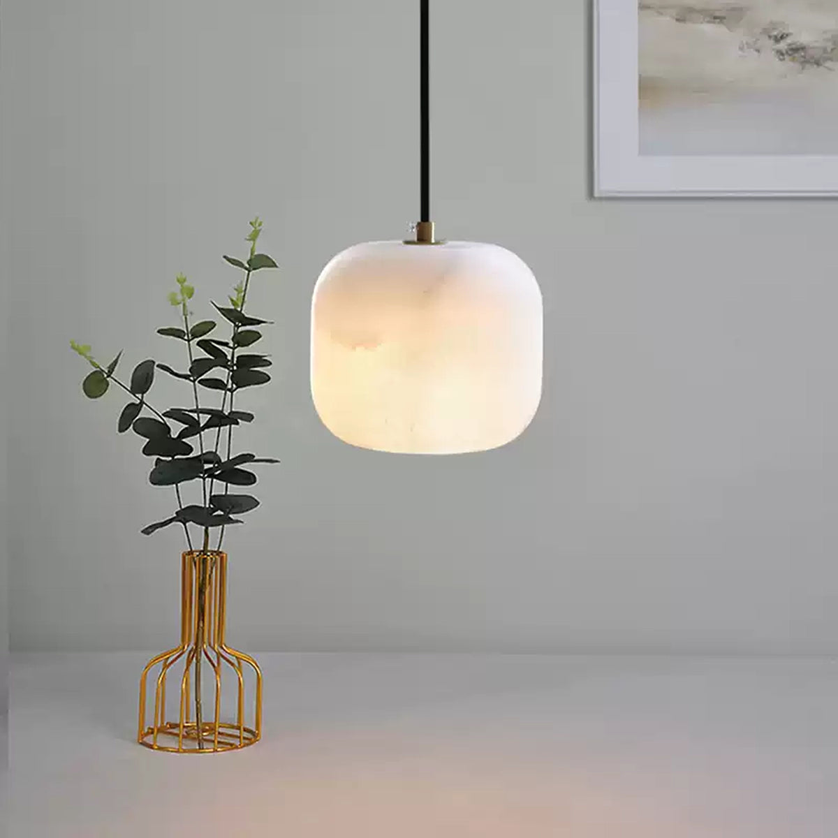 Alabaster Square Bedside Pendant Lamp