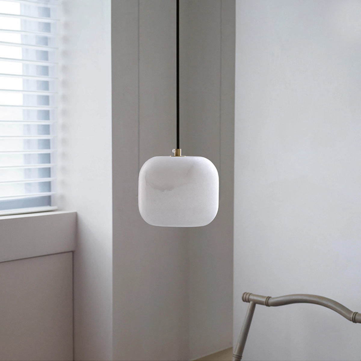 Alabaster Square Bedside Pendant Lamp