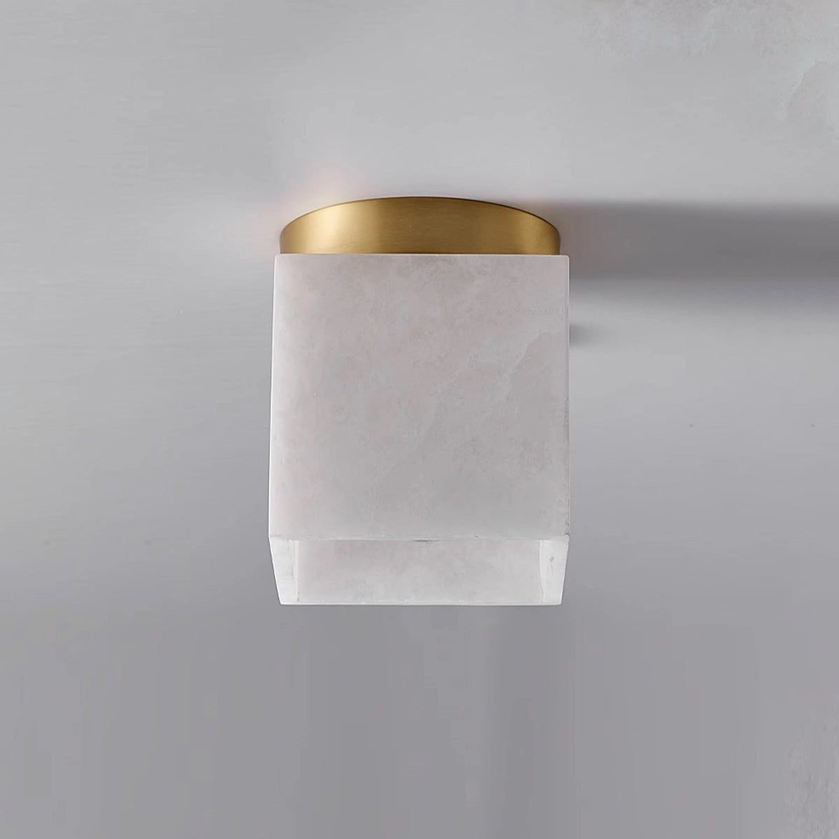 Alabaster Square Brass Ceiling Light