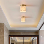 Alabaster Square Brass Ceiling Light