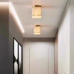 Alabaster Square Brass Ceiling Light