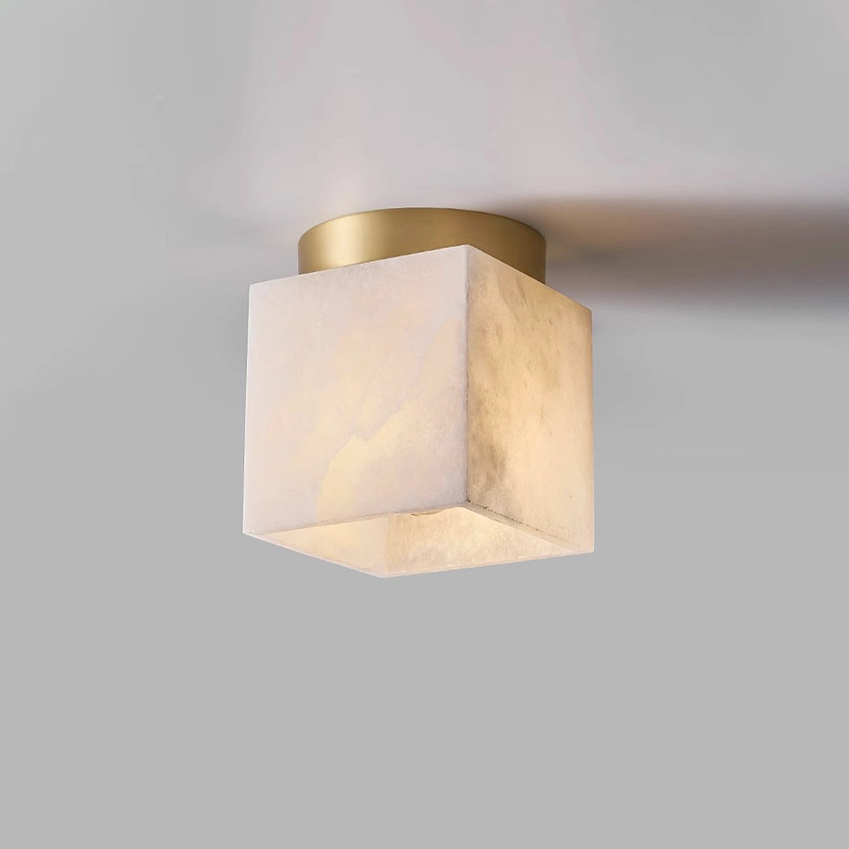 Alabaster Square Brass Ceiling Light