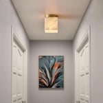 Alabaster Square Brass Ceiling Light