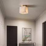 Alabaster Square Brass Ceiling Light