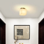Alabaster Square Brass Ceiling Light