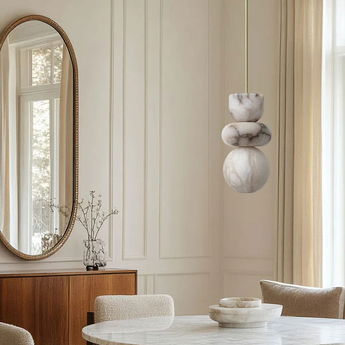 Alabaster Totem Pendant Lamp