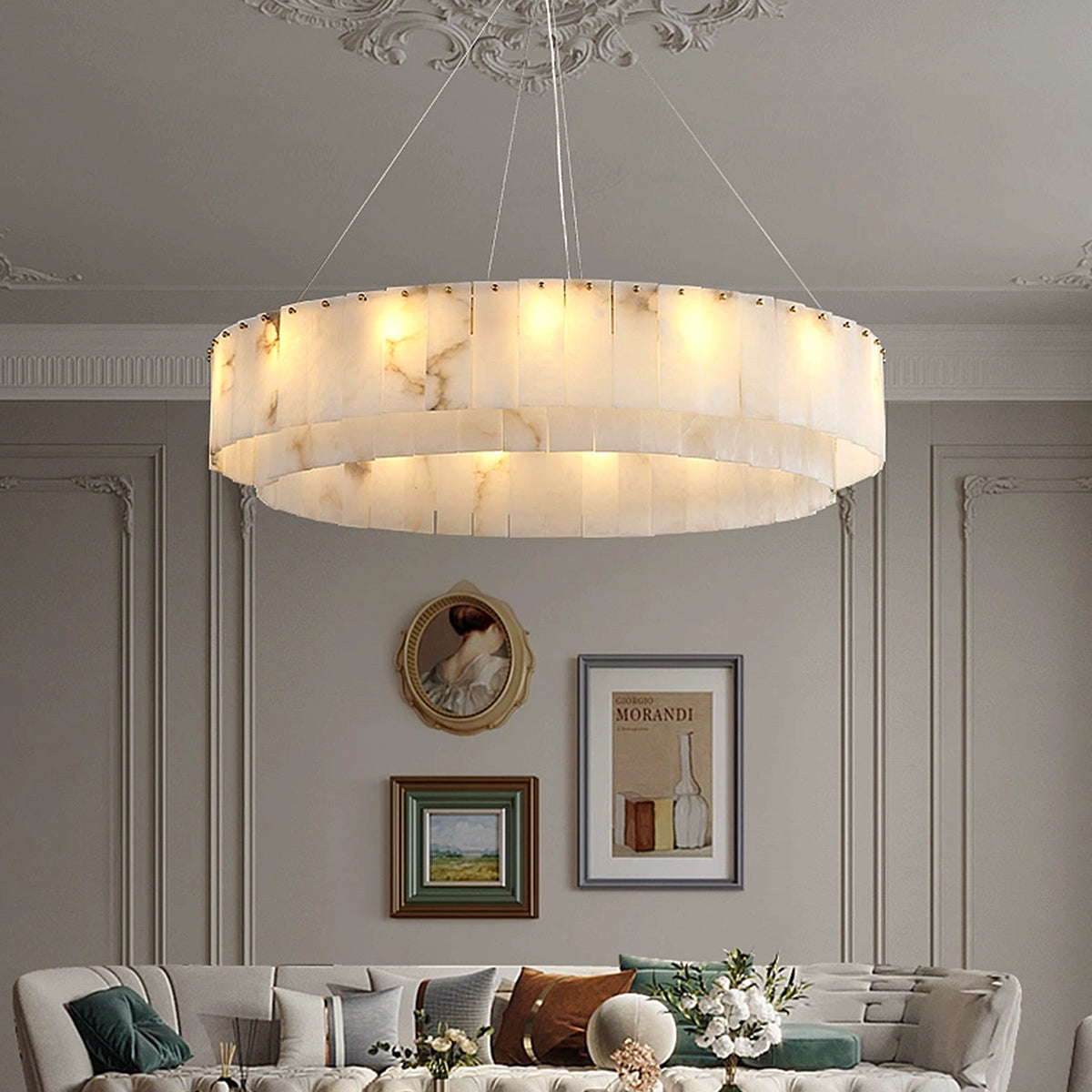 Alabaster Two Tier Chandelier