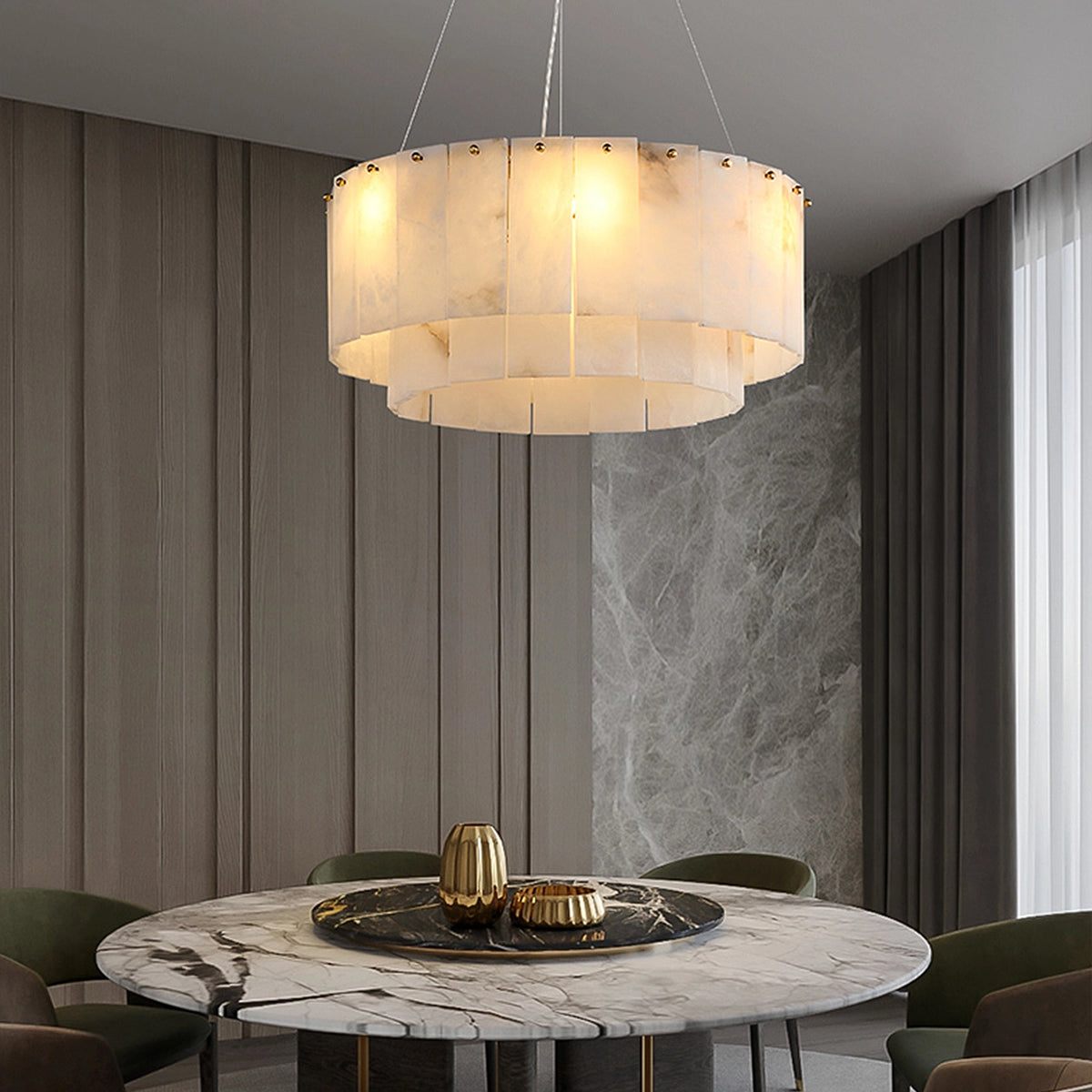 Alabaster Two Tier Chandelier
