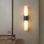 Alabaster cylindrical wall lamp