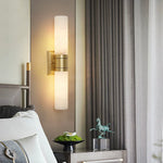 Alabaster cylindrical wall lamp