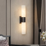Alabaster cylindrical wall lamp