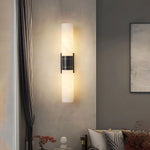 Alabaster cylindrical wall lamp