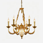 Anders Fluted Glass Urn Brass Chandelier | Fluted Glass and Brass | Front full view on a pure white background, illuminated | Severn Lighting