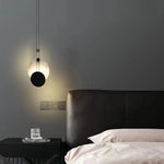 Black Paint Iron Disc Marble Pendant Lamp