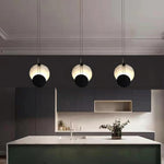 Black Paint Iron Disc Marble Pendant Lamp