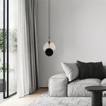 Black Paint Iron Disc Marble Pendant Lamp