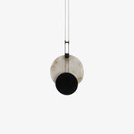 Black Paint Iron Disc Marble Pendant Lamp