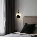 Black Paint Iron Disc Marble Pendant Lamp