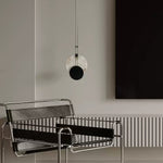 Black Paint Iron Disc Marble Pendant Lamp