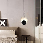 Black Paint Iron Disc Marble Pendant Lamp