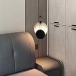 Black Paint Iron Disc Marble Pendant Lamp