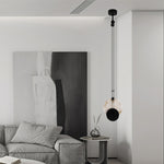 Black Paint Iron Disc Marble Pendant Lamp