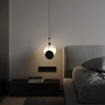 Black Paint Iron Disc Marble Pendant Lamp